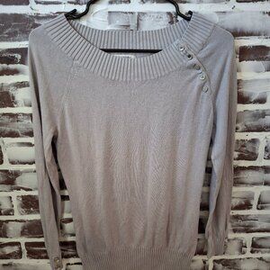 Banana Republic Small Sweater Light Grey Button Collar Angora Blend